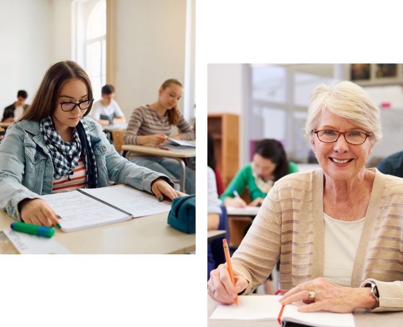 Students studying in classroom environment